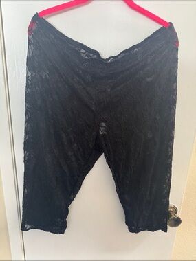 2 pairs of Fashion Nova Black Lace Overlay capri leggings